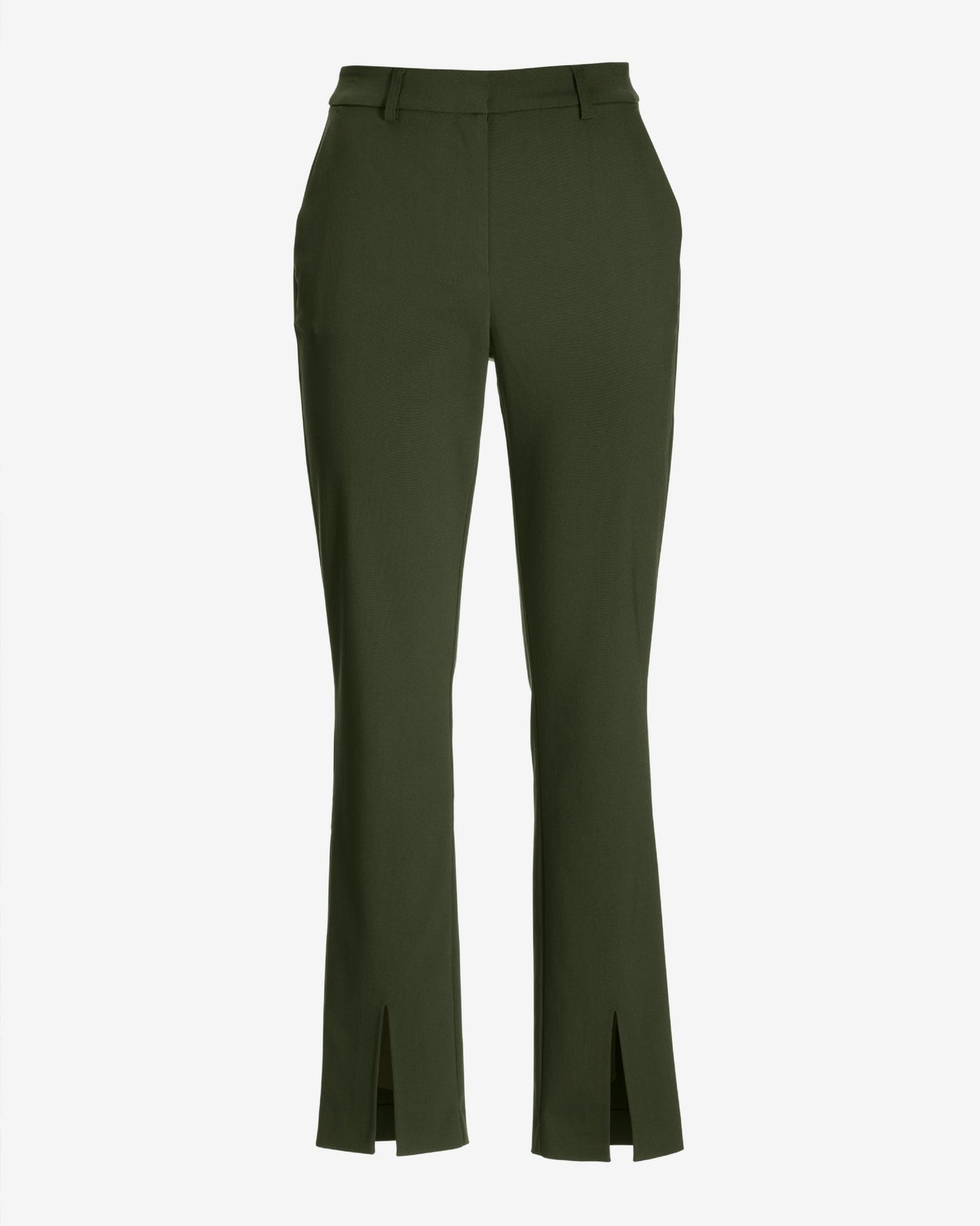 Newport Modern Slim Straight Leg Slit Front Trouser Pant Olive Night