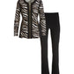 Beyond Travel Sophisticated Stripes 2 pc Set Jet Black/Camel