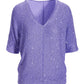 Sequin Effortless V Neck Sweater Violet Tulip