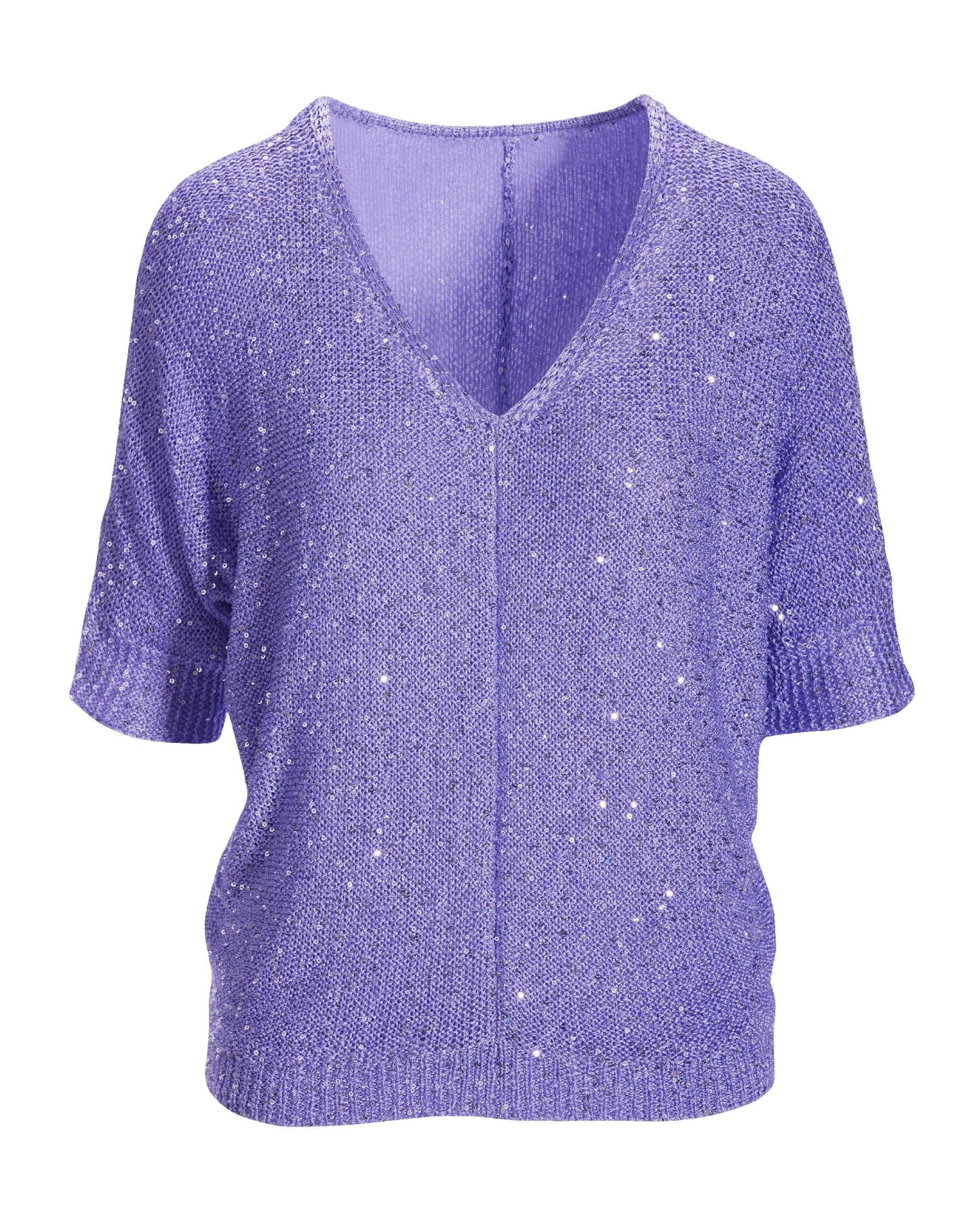 Sequin Effortless V Neck Sweater Violet Tulip