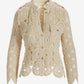 Crochet Three Quarter Sleeve Jacket Natural