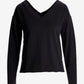 Cotton Comfort Double V Neck Sweatshirt Black