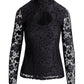 Lace Cut Out Turtleneck Black