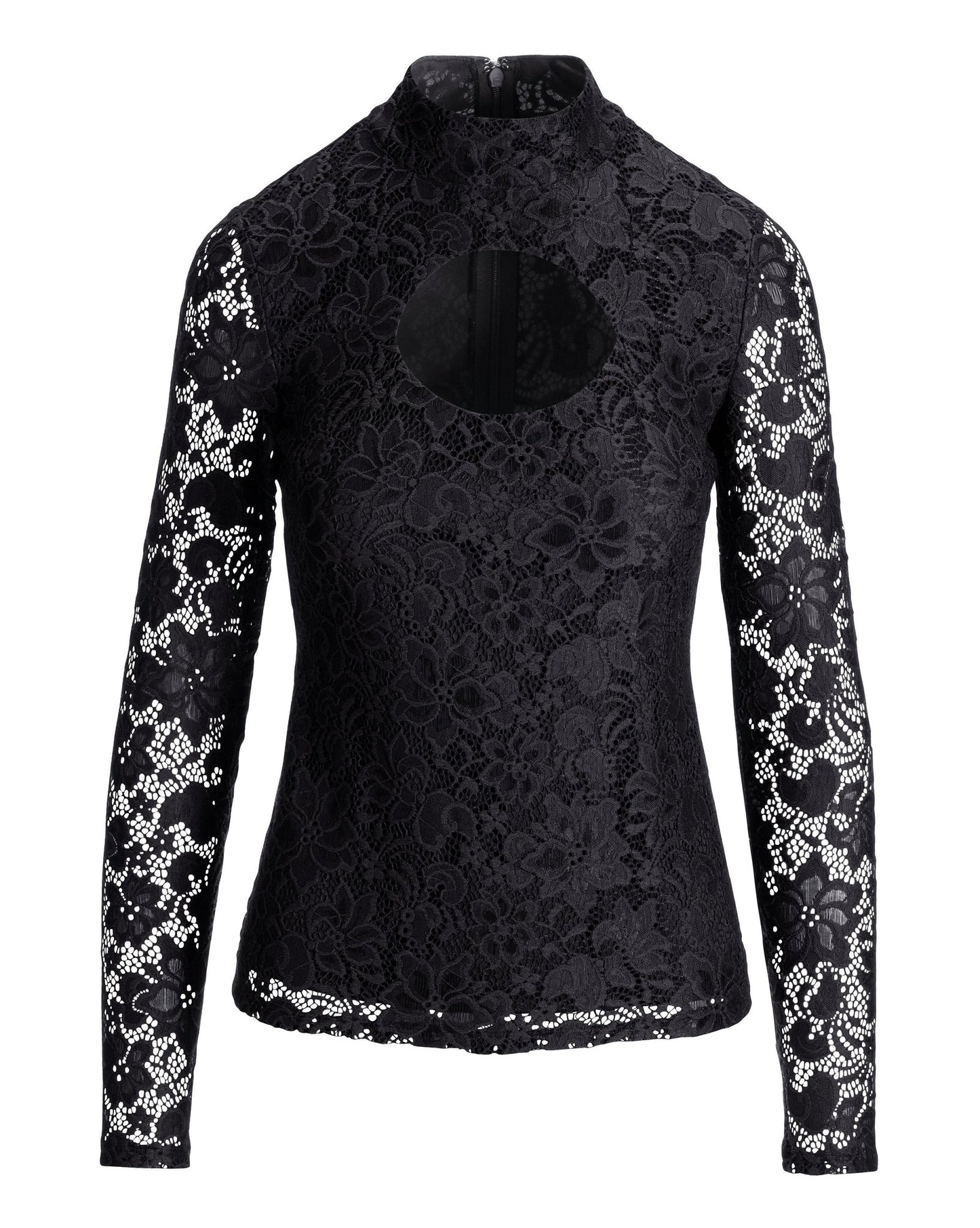 Lace Cut Out Turtleneck Black