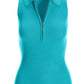 Sleeveless Ribbed Half-Zip Sweater Splash Blue