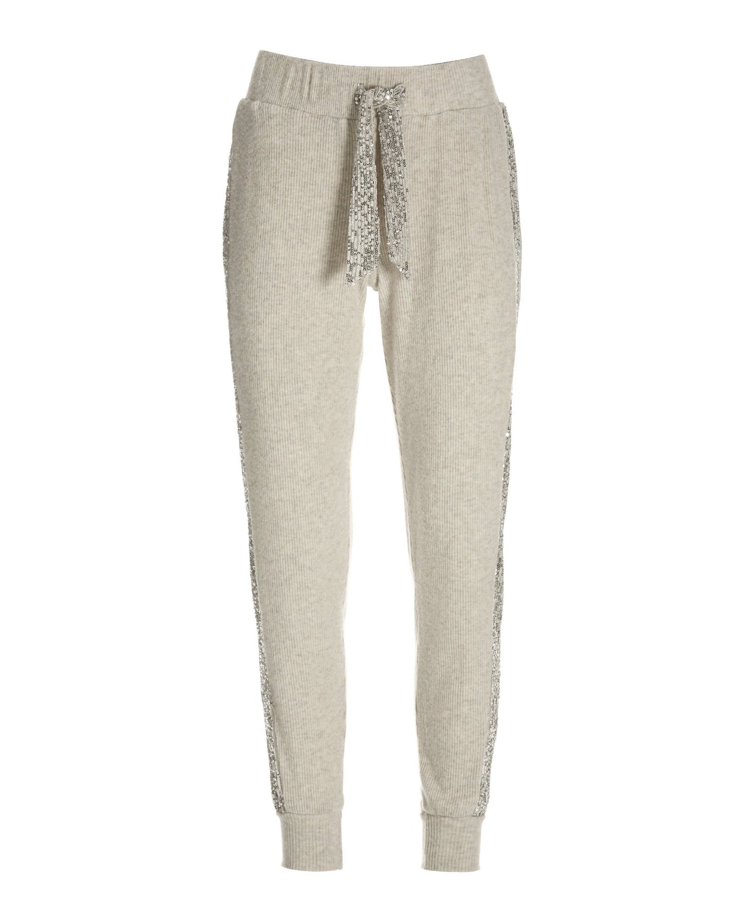 Sequin Ribbed Hacci Jogger Oatmeal