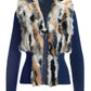Faux Fur Zip Up Cardigan Blue Multi