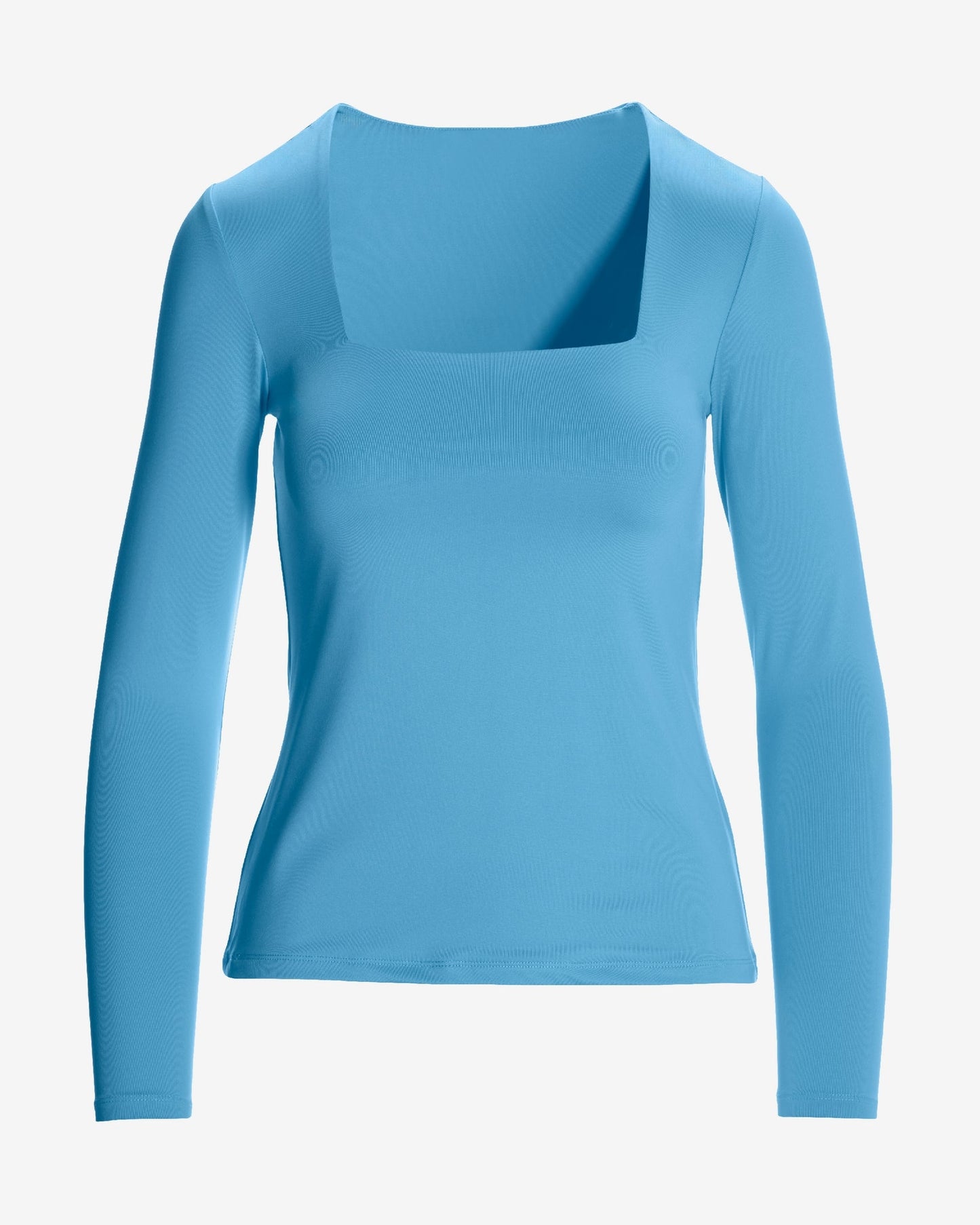 So Modern Square Neck Long Sleeve Top Blue Grotto