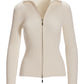 Ribbed Full Zip Cardigan Off White