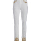 White and Gold Embellished Slim-Straight Jean White/Gold