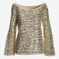 Sequin Slouchy Sweater Top Champagne