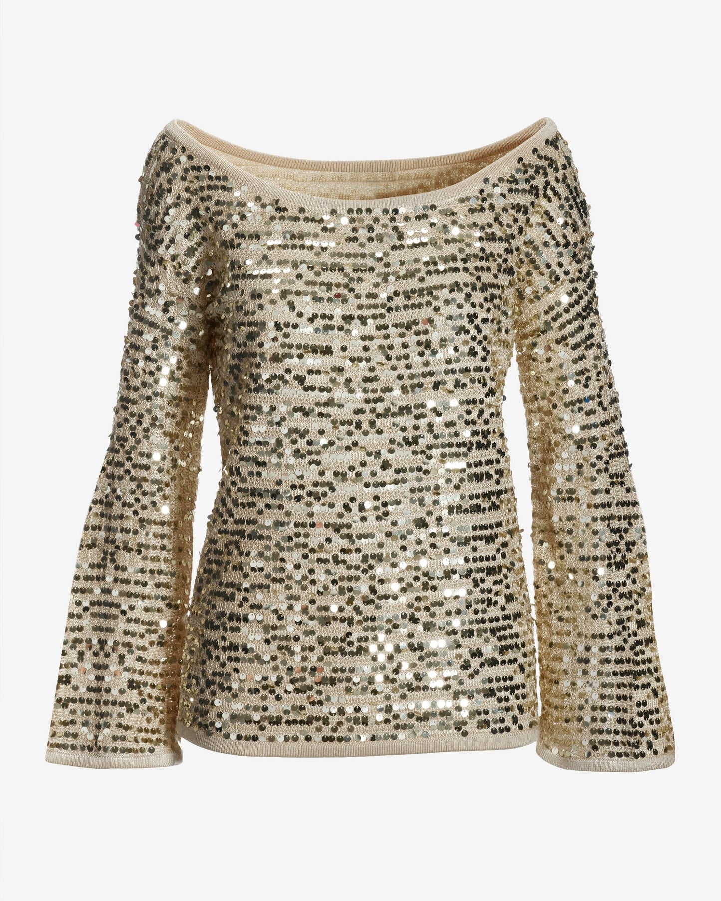 Sequin Slouchy Sweater Top Champagne