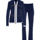 Chic Zippered Sport Coordinate Set Navy/White