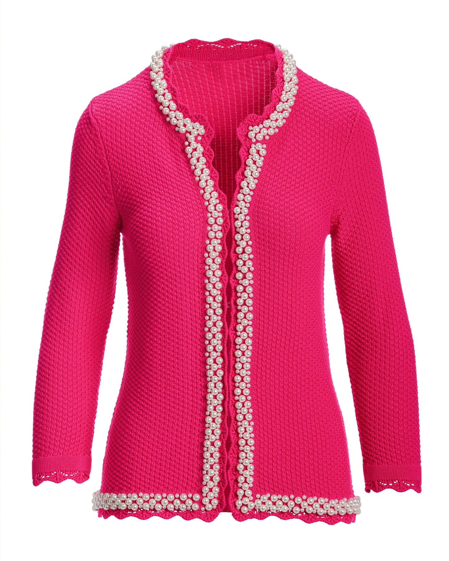 Pearl Trim Textured Cardigan Blossom