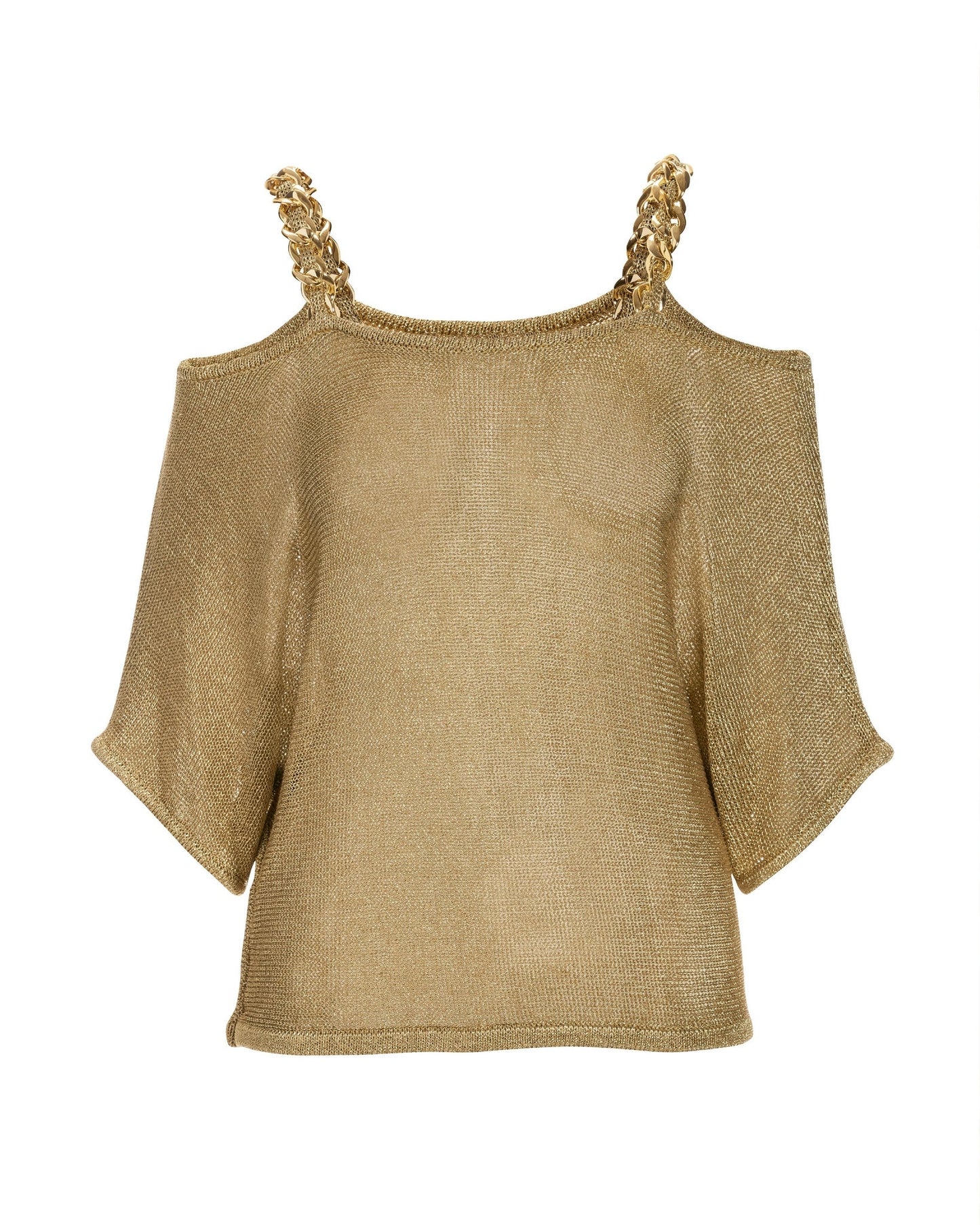 Metallic Chain Strap Poncho Gold