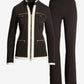 Chic Zippered Sport Coordinate Set Chocolate Torte