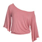 Slouchy Flare Sleeve Blouson Top Pink