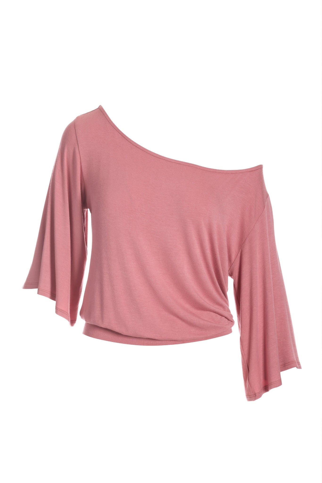 Slouchy Flare Sleeve Blouson Top Pink