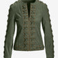 Faux Suede Grommet Lace-Up Jacket Olive