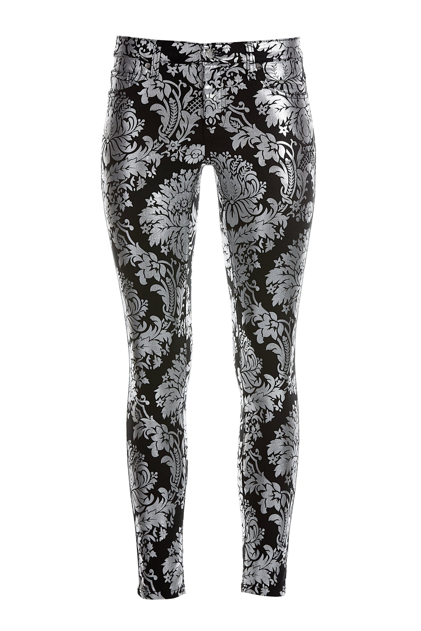 Foil Print Ankle Jean Black/Silver