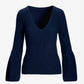 Flare Sleeve V Neck Sweater Navy