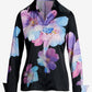 Bluebell Fleurs Print Sophia Button Up Charmeuse Blouse Purple