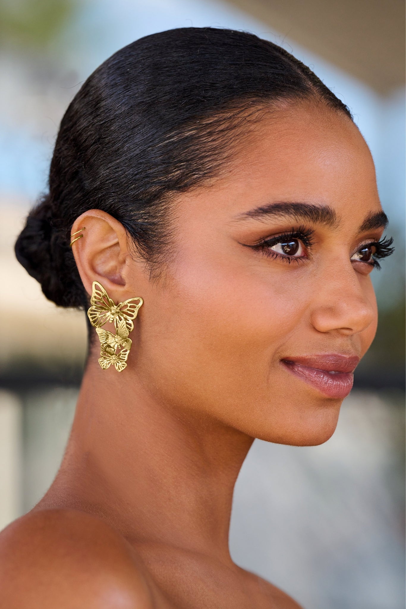 Stacked Butterfly Earring Gold