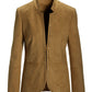 Faux Suede Studded Utility Jacket Cognac