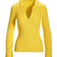 Ribbed Collar Sweater Lemon Drop