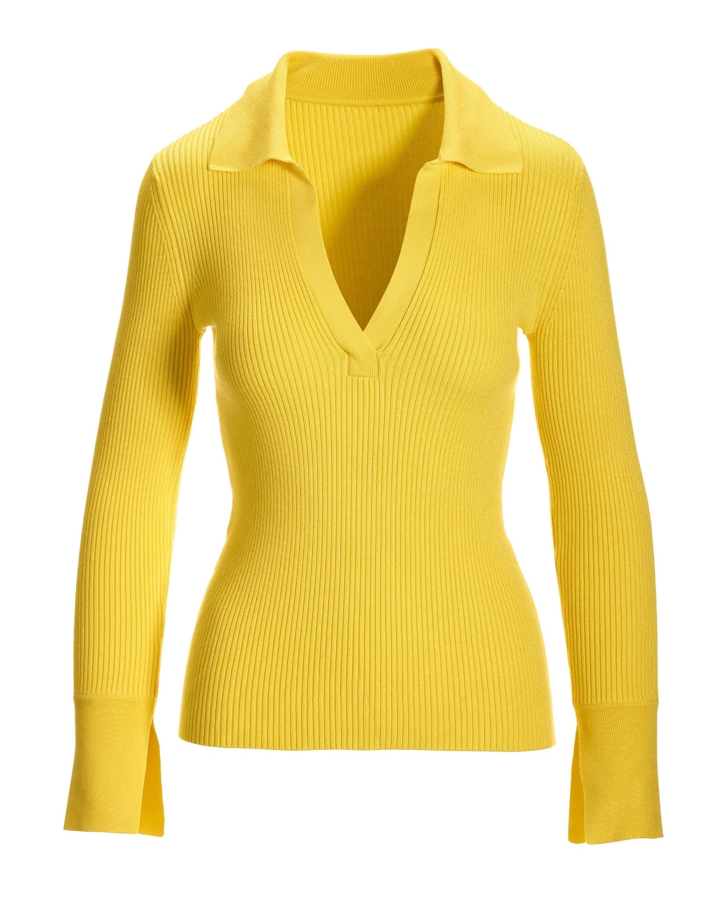 Ribbed Collar Sweater Lemon Drop