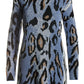 Animal Slouchy Tunic Sweater Blue Multi