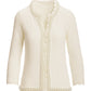 Pearl Trim Textured Cardigan Off White