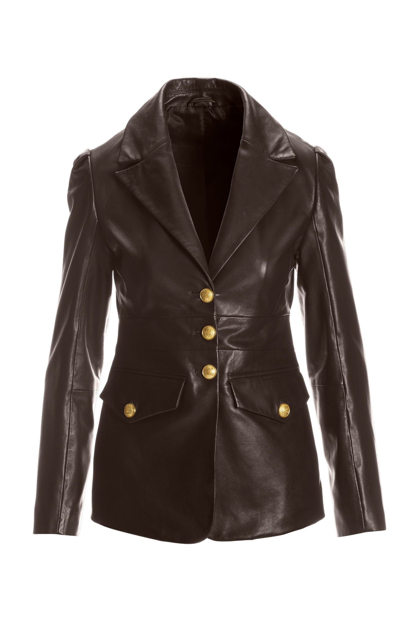 Leather Modern Single Breasted Blazer Chocolate