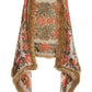 Boho Floral Print Faux Fur Trim Shawl Off White Multi