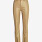 Newport High Rise Slit Front Coated Slim Straight Jean Gold