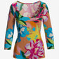 So Sexy Transcending Blooms Three Quarter Sleeve Top Brown