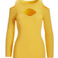 Ribbed Cut Out Cold Shoulder Sweater Lemon Drop