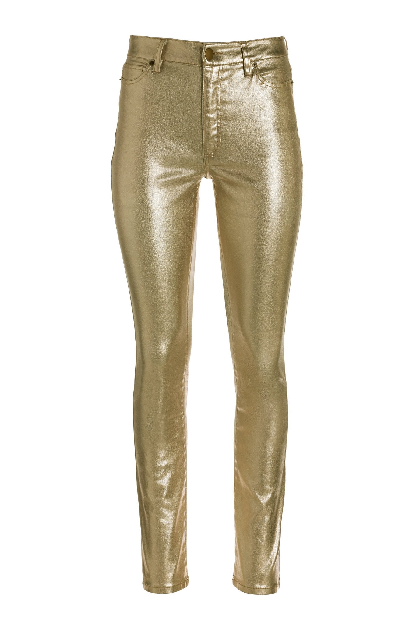 Metallic Coated Slim-Straight Jean Gold Metallic