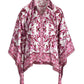 Bella Vita Border Print Roxy Poncho charmeuse blouse Pink Multi