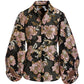 Foil Burnout Organza Balloon Sleeve Shirt Black Multi
