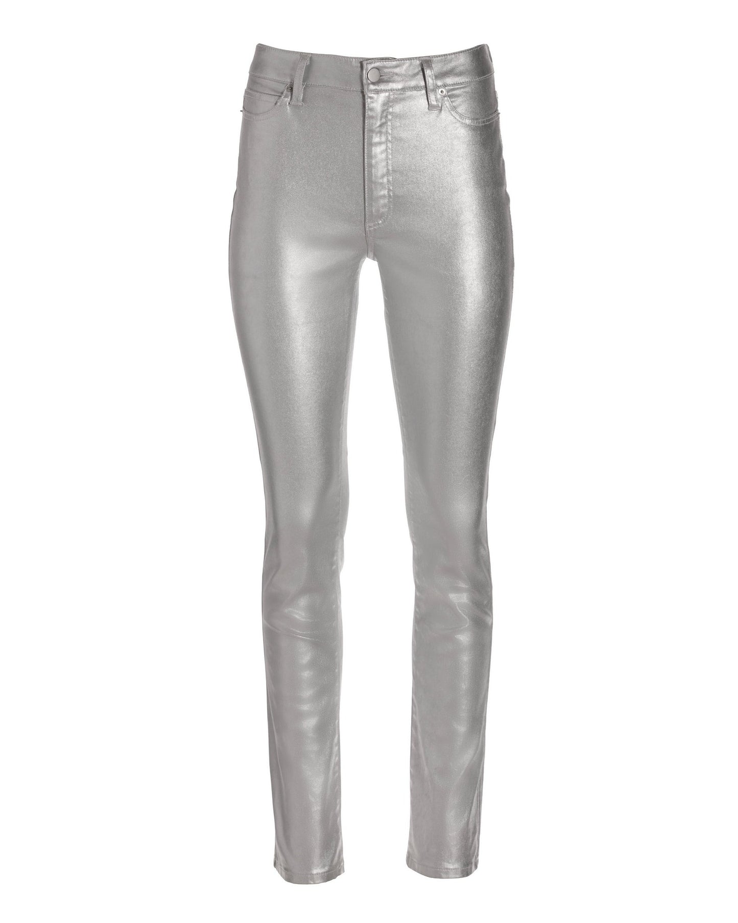 Metallic Coated Slim-Straight Jean Silver Metallic