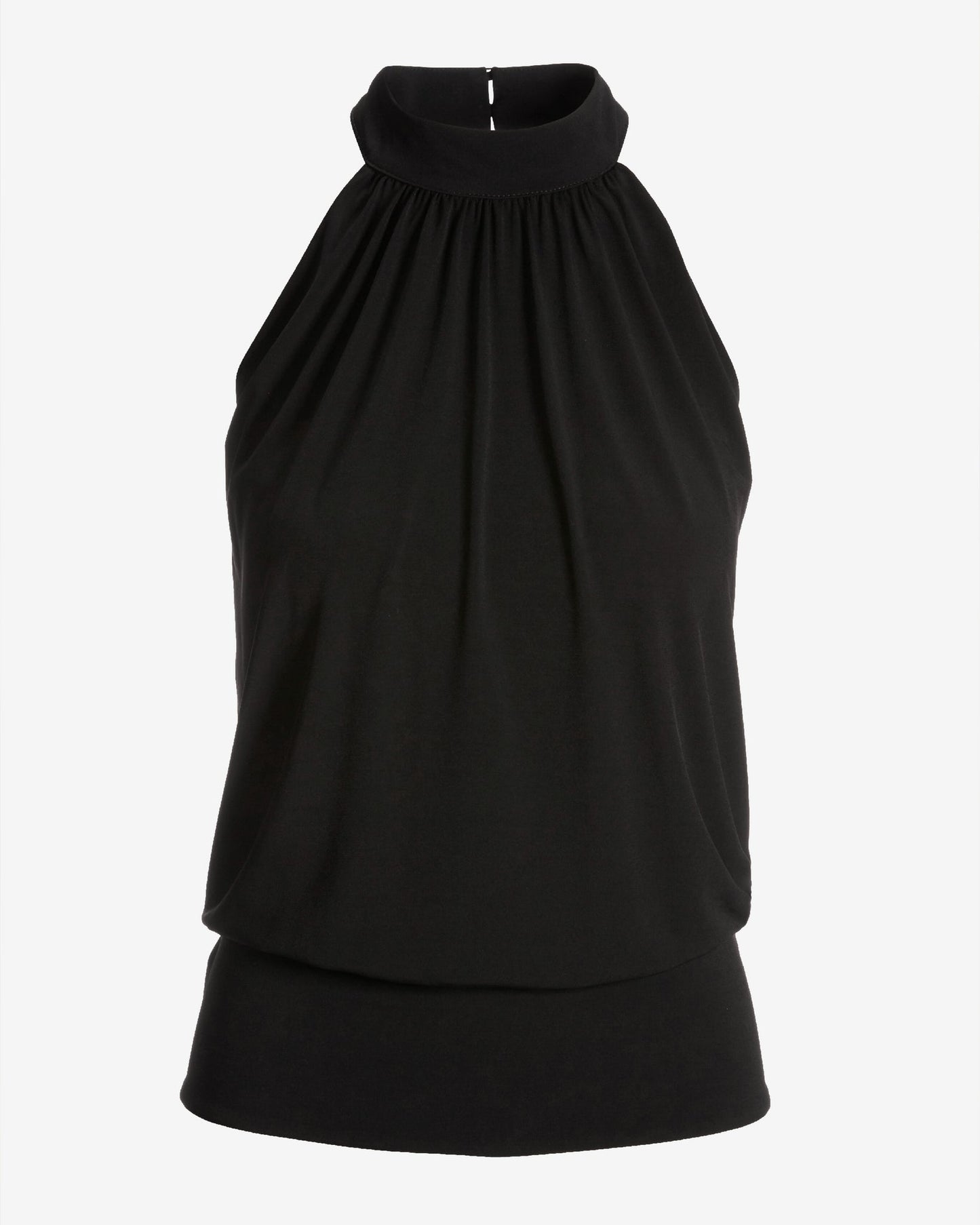 Halter Banded-Bottom Mock-Neck Knit Top Black