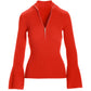 Ribbed Half Zip Flare Sleeve Caliente