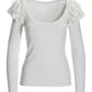 So Essential Ruffle Ribbed Long Sleeve Top White