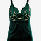 Velvet Scalloped Lace V Neck Cami Top Deep Emerald
