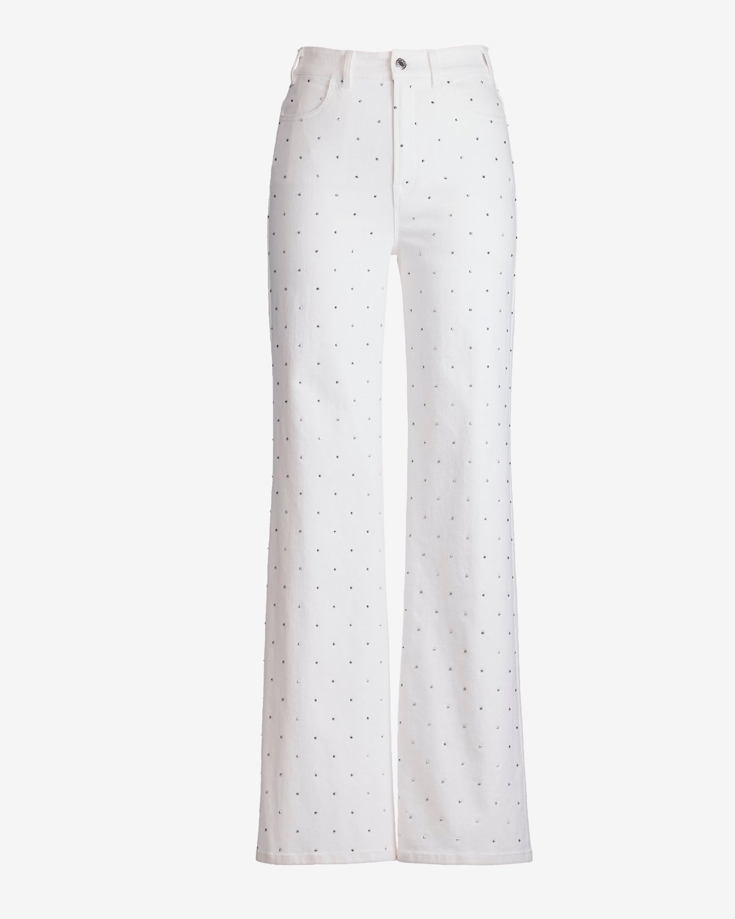 Malibu Scattered Sparkle Wide Leg Jean Off White Silver
