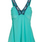 Stone Embellished Ruched Tank Top Blue Radiance
