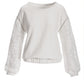 Embellished Lace Sleeve Sweatshirt White
