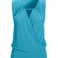 Surplice Keyhole Blouson Sleeveless Knit Top Cyan Blue