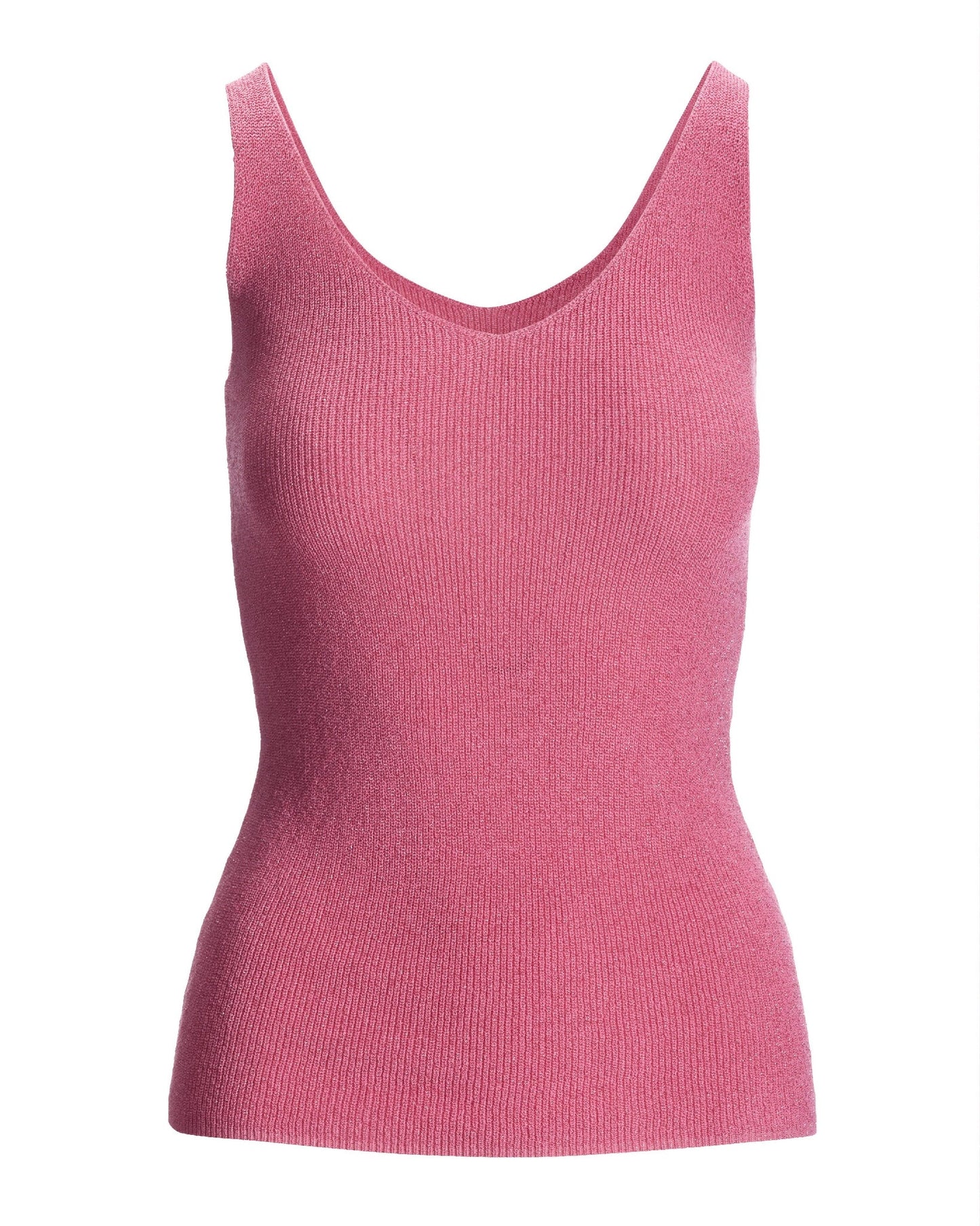 Metallic V Neck Sweater Tank Sachet Pink